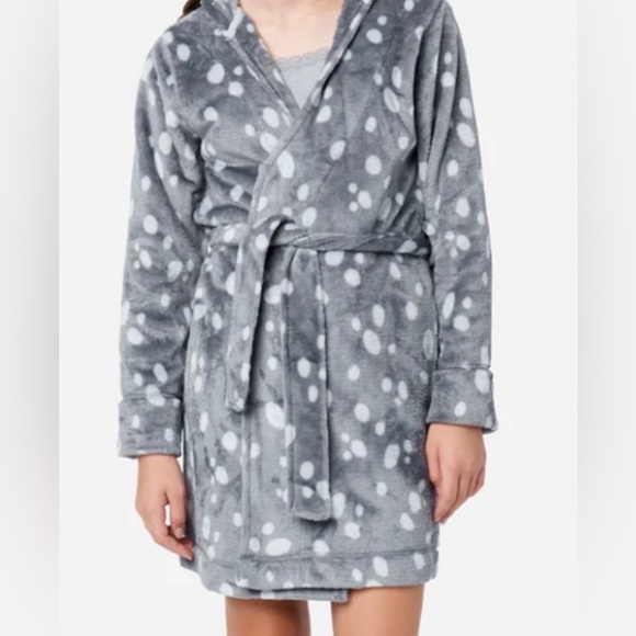 Justice Girls Reindeer Deer Hooded Felt Wrap Robe w/ Belt & 3D Antlers XL 16-18 - Picture 6 of 12